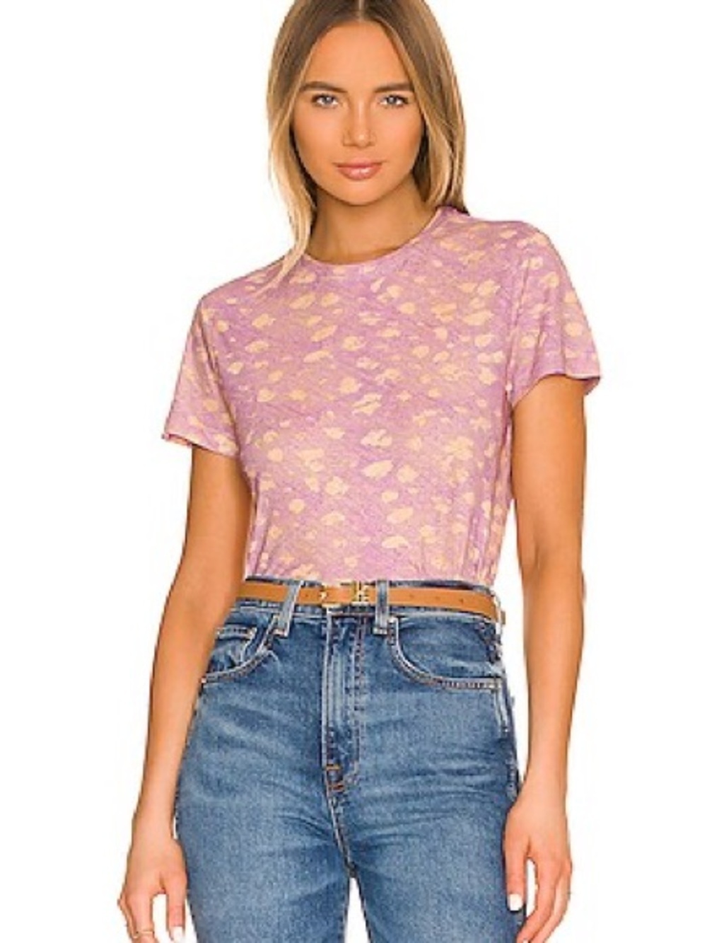 ULLA JOHNSON • Estelle tee in lavender handprint dot - XS